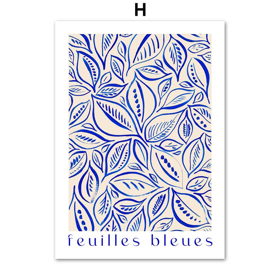 Blue Matisse Picasso Bauhaus Coral Leaves Wall Art Canvas Painting Nordic Posters And Prints Wall Pictures For Living Room Decor