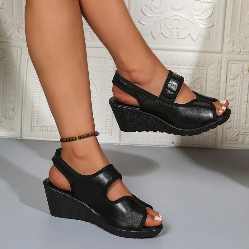 2025 Hot Sale Shoes Female Peep Toe Women's Sandals Plus Size Casual Elastic Band Best Outdoor Seller Wedge Sandals
