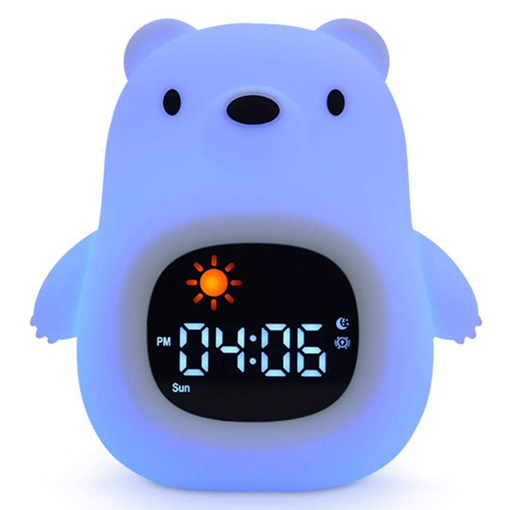 

JL-821 White Bear Shape White Noise Alarm Clock Sleep Bedside Lamp Tap Control Night Light A