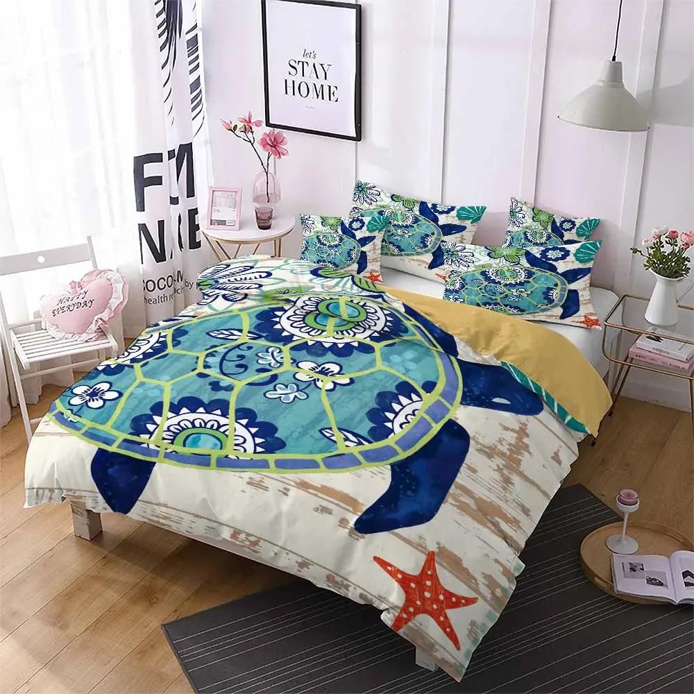 Comforter 3D Printed Sea Turtles Bedding Set Single Adults S Cute Queen King Bedroom Bedclothes Marine Organism