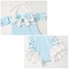 [Cosplay Kingdom] Lolita-style frilly swimsuit, ribbon decoration, off-shoulder, one-piece swimsuit (JP, alphabet, L, girls (small), light blue)