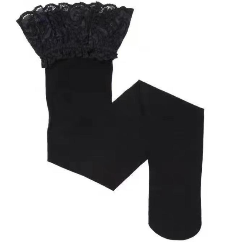 Jambières en velours 80D pour femmes, haut en dentelle sexy, bas de maintien en silicone, bas de cuisse hauts, nylon élastique, lingerie