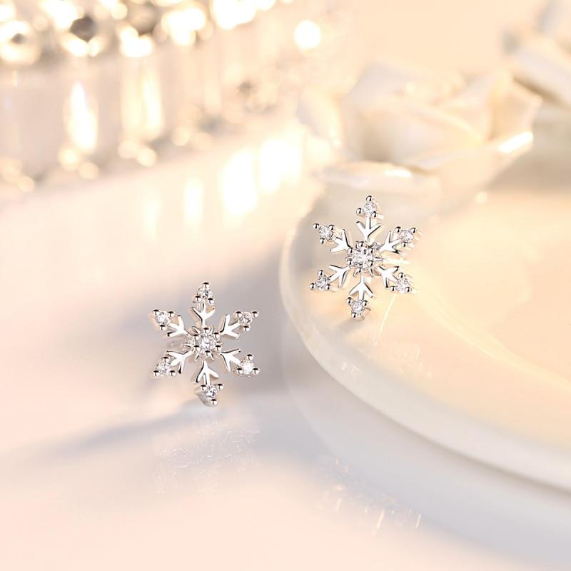 Cercei Dama Snowflake Christmas Earrings with Zirconia 925 Sterling Silver Includes Jewelry Box Silver