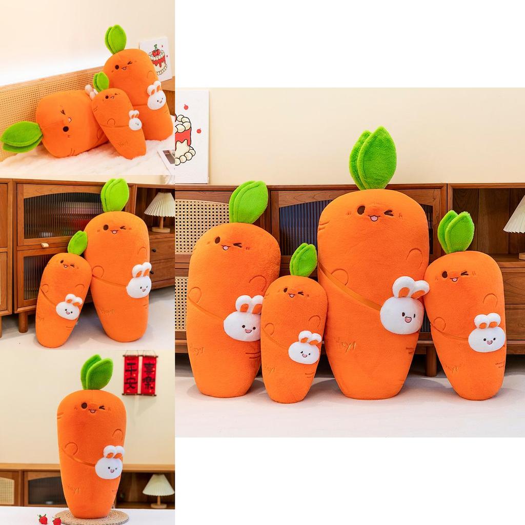 Adorable Long Carrot Rabbit Plush Toy Soft Cuddly Pillow For Children Home Decor Gift