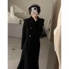Hepburn Style Black Fishtail Dress: Elegant Autumn/Winter Women's Slim Two-Piece