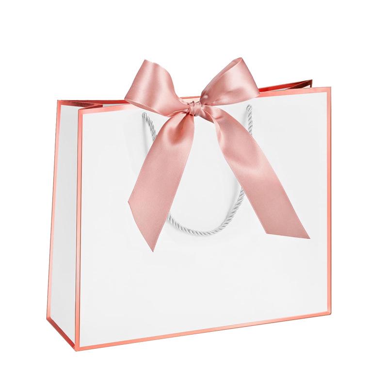 Bunte Band-Schleife Tragetasche - Quadratische Geschenktasche & Einkaufstasche mit individueller Logo-Option