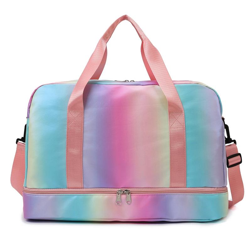 Lightweight and Simple Rainbow Travel Bag Women's Outdoor Multi-functional Large-capacity Luggage Bag New Wet and Dry Separation Storage Bag