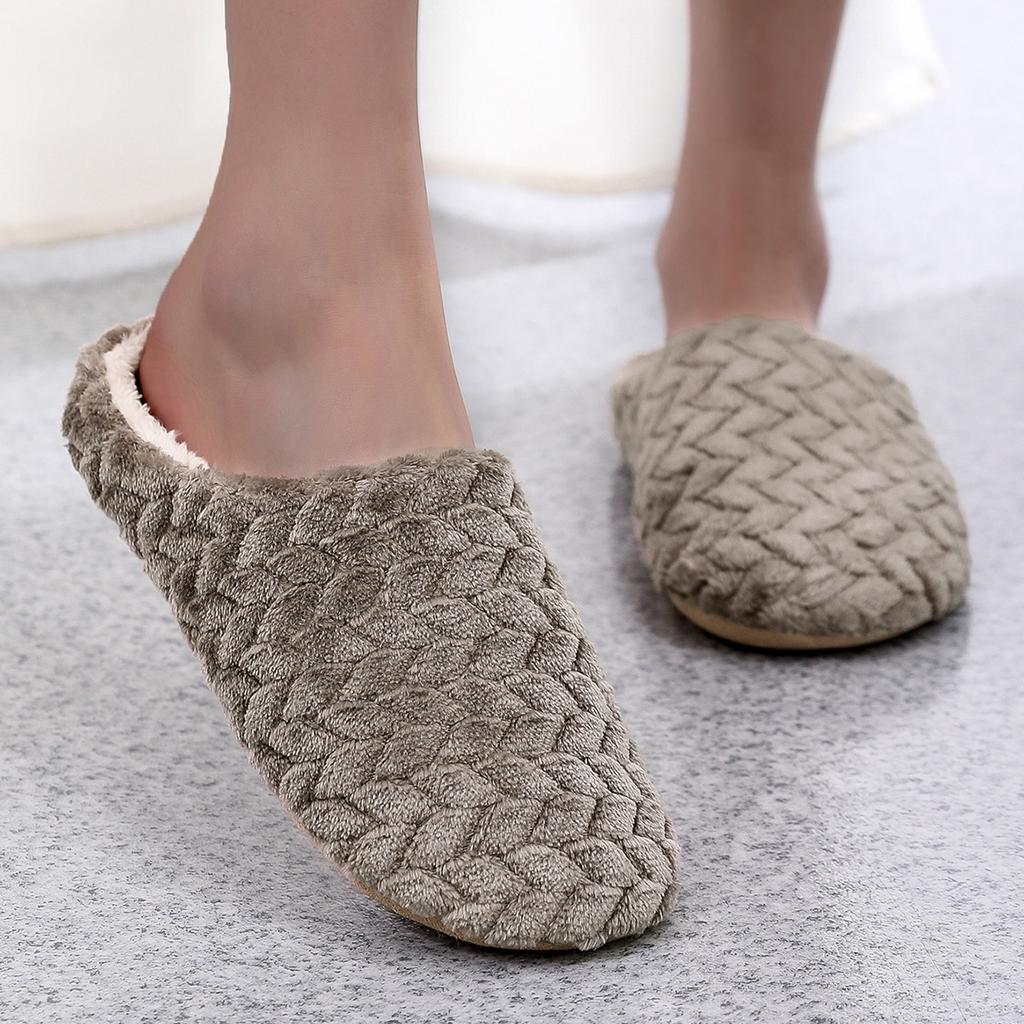 Cozy Women'S Indoor/Outdoor Slip-On Slippers - Soft Fabric, Non-Slip Flat Heel, Solid Color, All-Season Comfort Shoes with Hand Washable Design