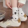 Japanese Style Cute Kitten Embroidery Women's Cotton Mid-Calf Socks for Autumn/Winter 2025