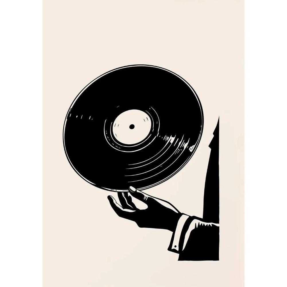 Retro Vinyl Record Print Mid Century Music Minimal Pastel Poster Colorful Wall Art Trendy Minimalist Turntable Home Room Decor