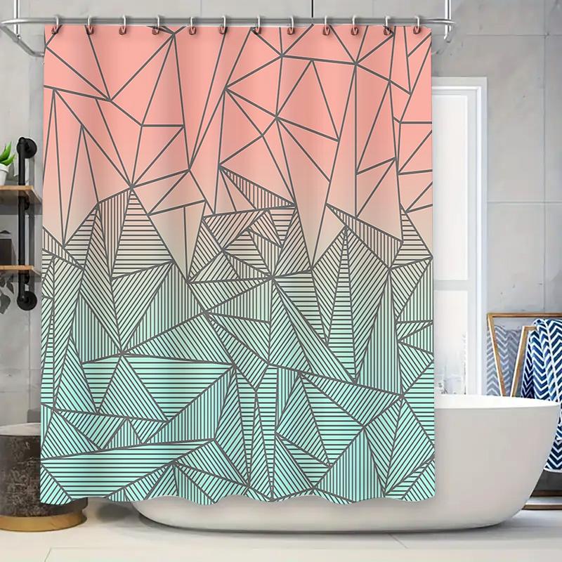

Geometric Teal Blue Abstract Shower Curtain Modern Bathroom Decor Waterproof Liner Set W60H190(CM)-1 Pcs