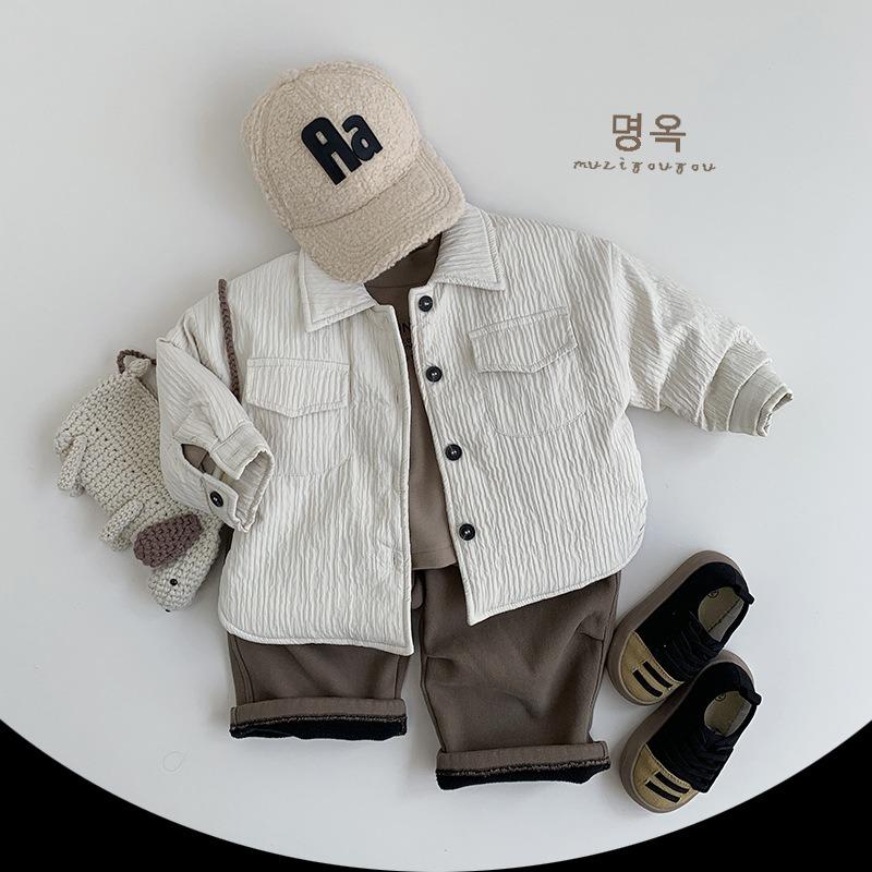 Kids Padded Shirt Jacket Unisex Boys Girls Korean Style Winter Warm Baby Top