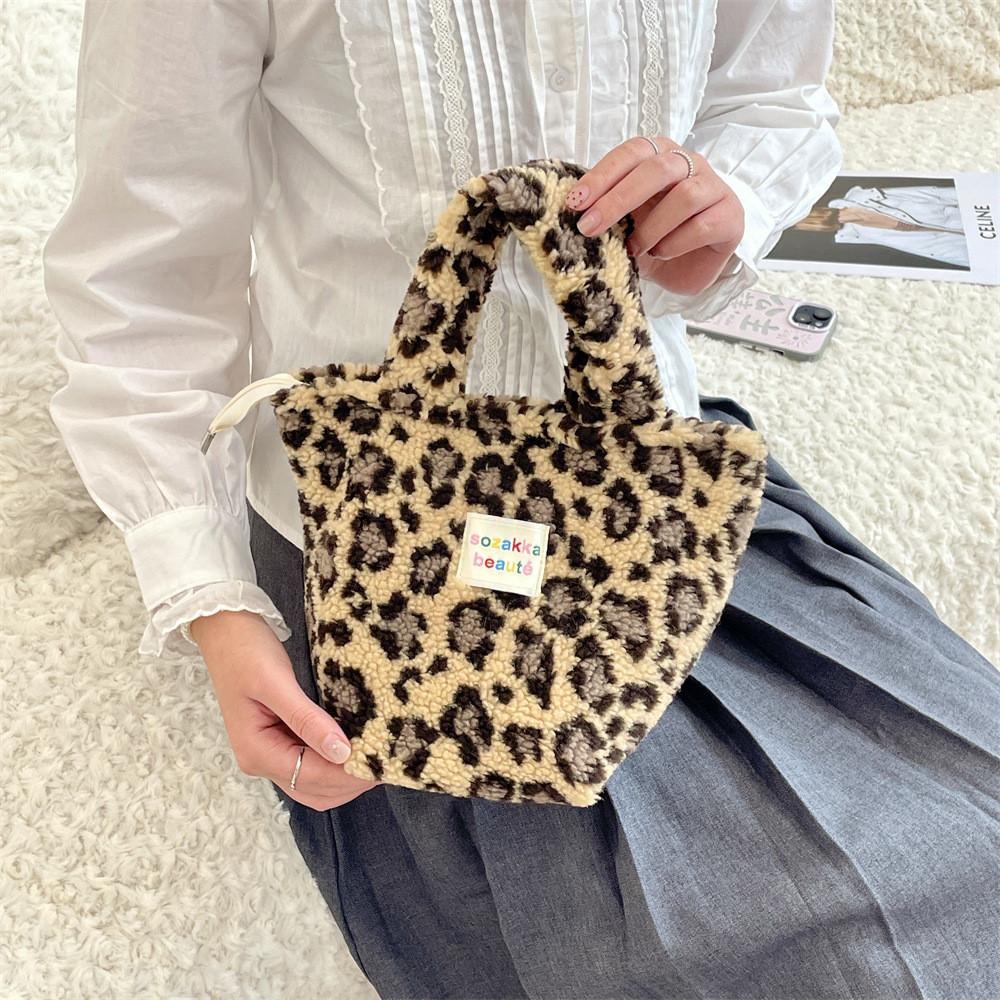 Stylish Plush Tote Bag For Women With Chic Polka Dot Design Perfect For Work And Leisure