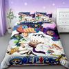 Duvet Cover One Piece Kids Cartoon Luffy Bedding Set with 2 Pillowcases Soft and Cozy Bedroom Bed Decor Teens Boys Gifts