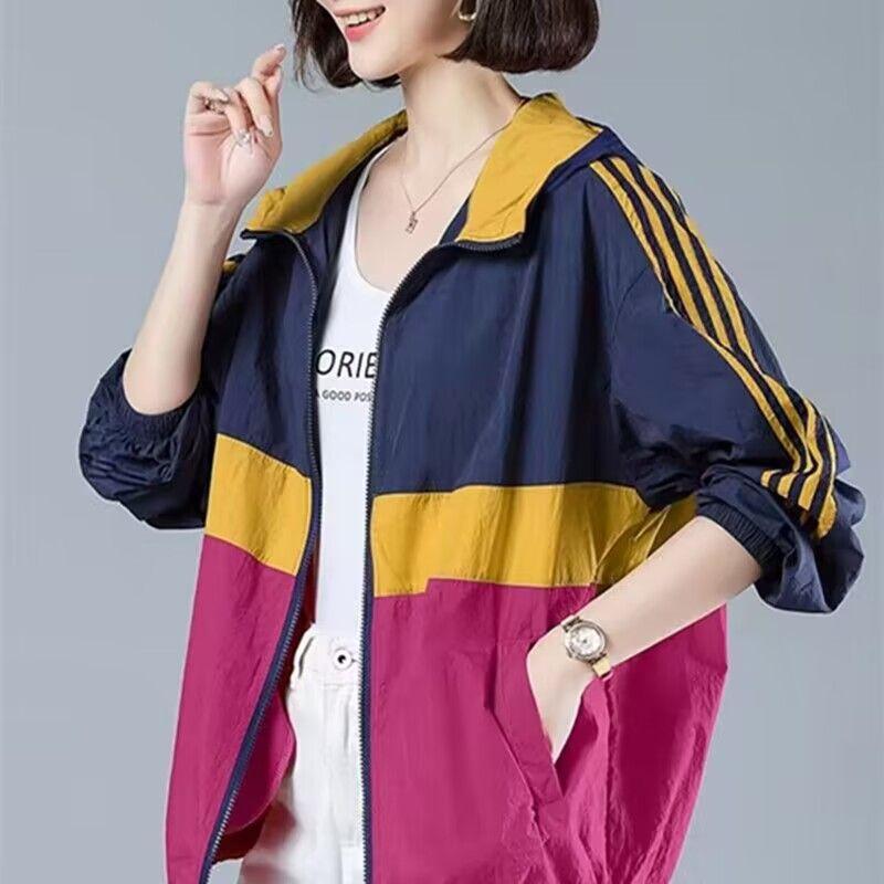 Women's Plus Size Sun Protection Jacket UV-Protective Summer Loose Versatile Breathable Hooded Lightweight Outerwear