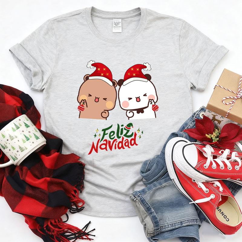 Joyeux Noël Mignon Bubu Dudu Graphiques Dessin Animé T-shirt Populaire Fête de Fête Unisexe Coton T-shirts Tendance Drôle Chemise de Noël