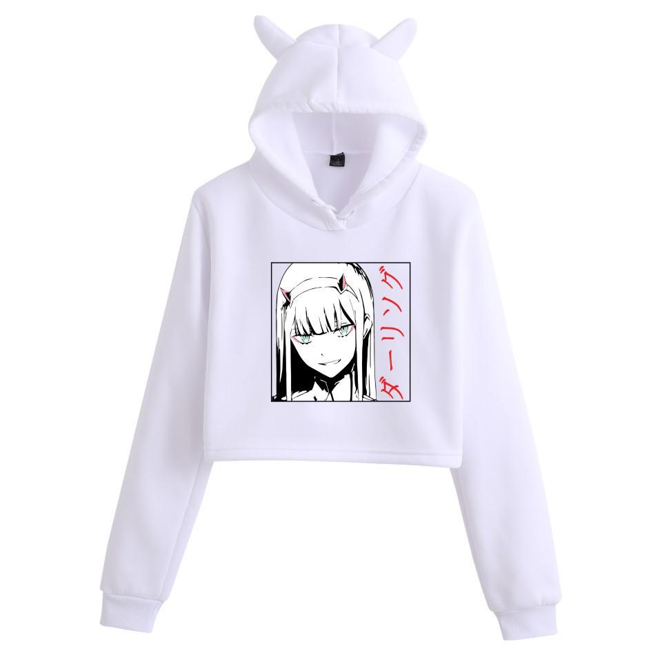 Darling in the Franxx Zero Two Cat Ear Cropped Hoodie - Women's Anime Style