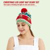 Svítící Santa čepice a šála sada Stylová vánoční pokrývka hlavy Slavnostní vánoční doplňky pro děti a dospělé