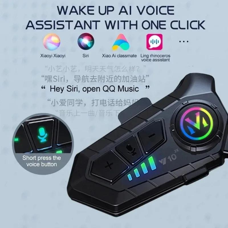 1/2Pcs Y10 Motorcycle Intercom Bluetooth Headset 300M Helmet Moto Intercomunicador For 2 Riders Voice Control Earphone 2000Mah