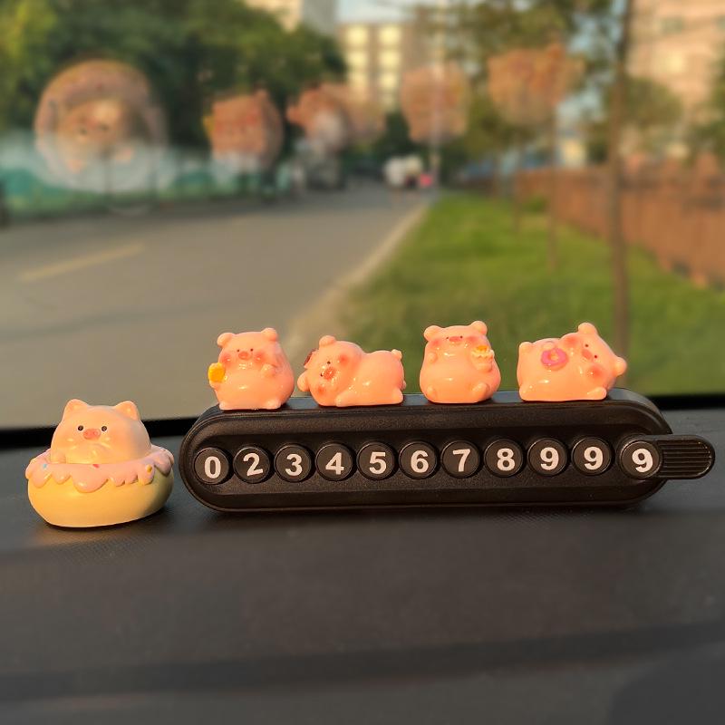 Adorable Pig Parking Phone Number Plate - Car Interior Ornament