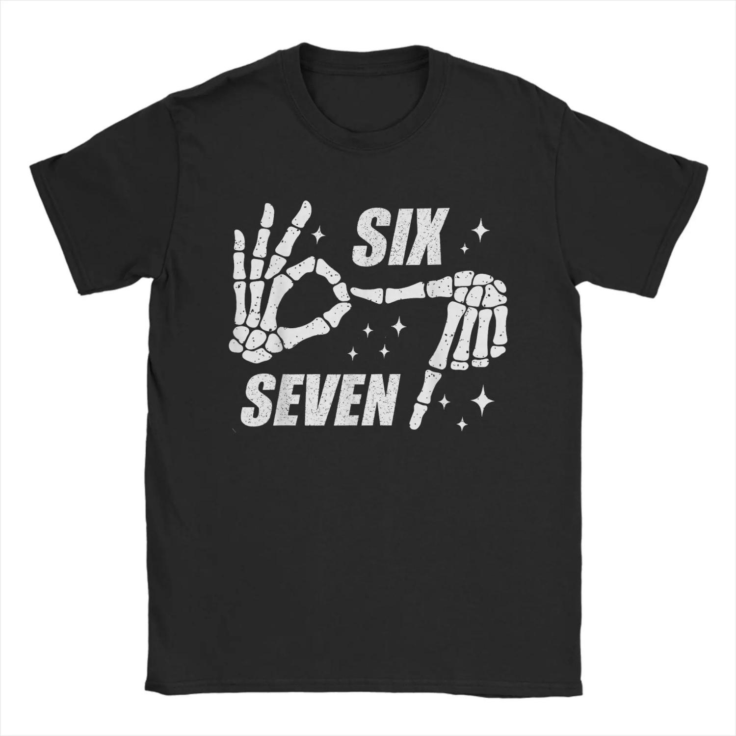 

s Cool Six Seven Number Gen Alpha Slang 6 7 Trending Meme T Shirts Cotton Clothes Awesome Short Sleeve Crewneck Tee Shirt S чёрный