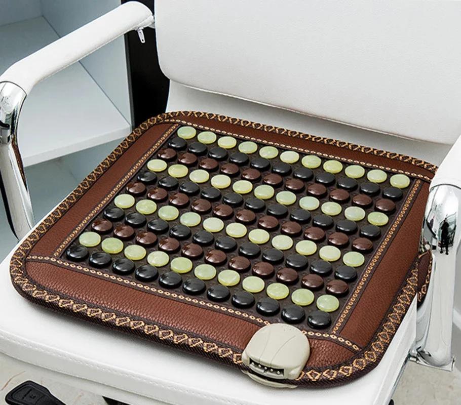 Almofada de Aquecimento de Turmalina Natural Almofada de Massagem Quadrada de Jade Almofada de Assento para Escritório e Casa para Humor Relaxante Temperatura Ajustável