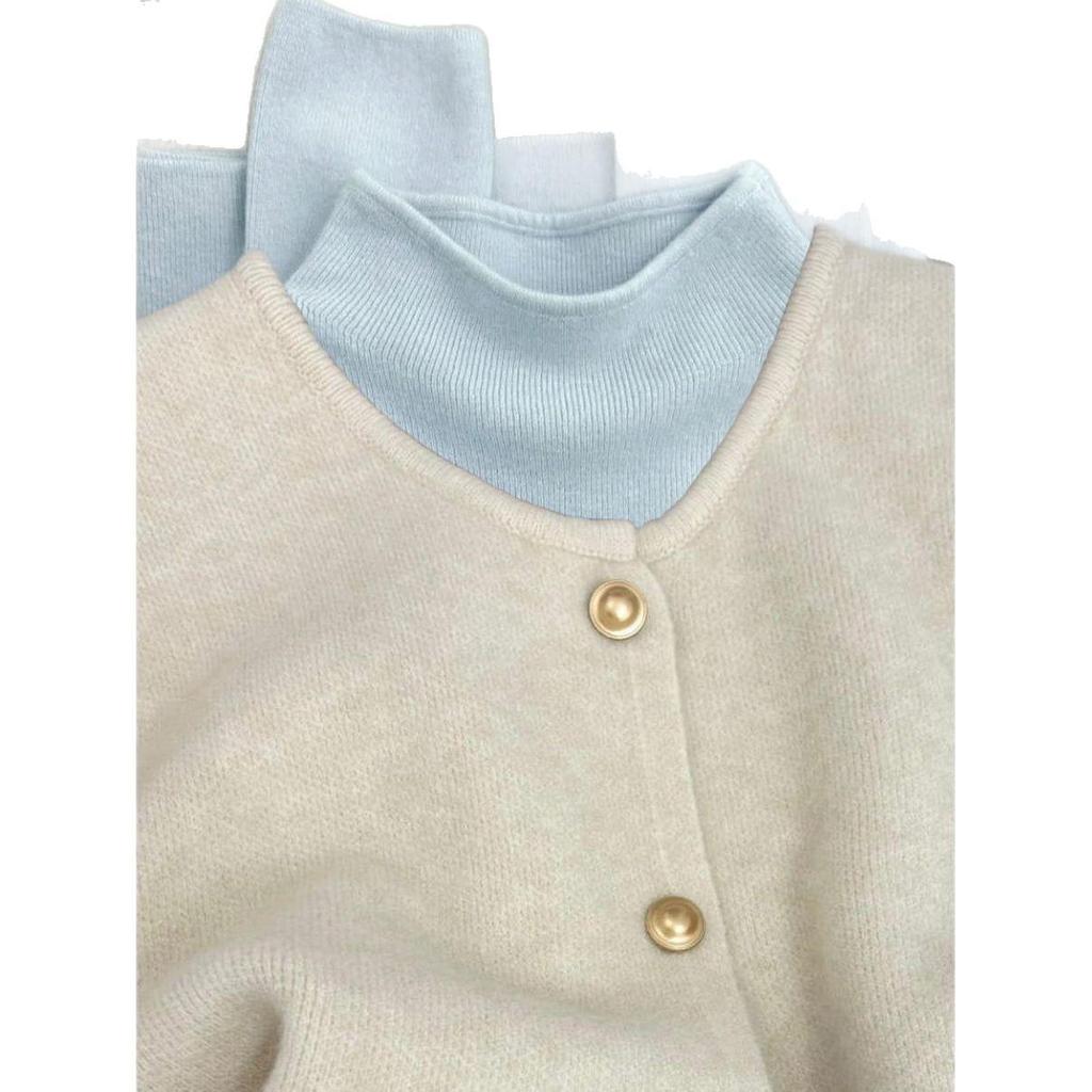 Retro Women's Knit Vest & Cardigan Set - Round Neck, Single-Breasted, Double Layer