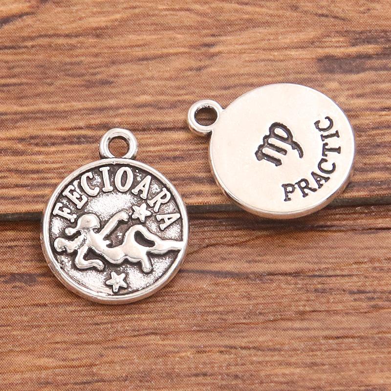 10 or 12pcs 12X15mm DIY retro alloy jewelry accessories 12 constellation pendant