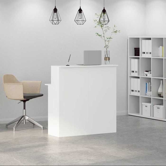 VidaXL Bureau de réception blanc 100x50x103,5 cm bois d'ingénierie, comptoir de réception, réception de salon, comptoir de 859024
