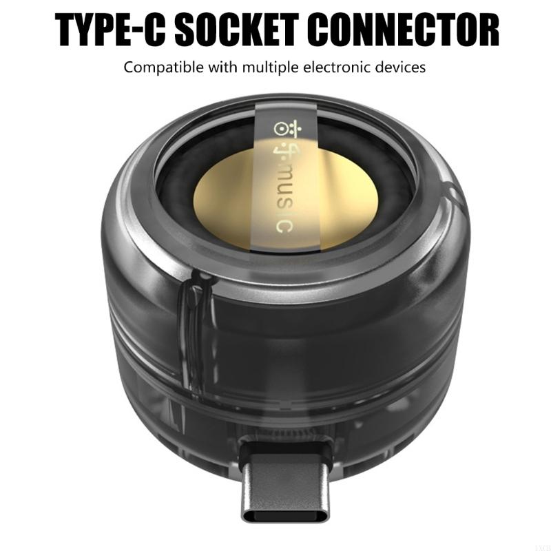 1XCB Portable Mini Speaker Universal Type C Mobile Phones Sound Box Plug in Smartphones Loudspeaker Sound Amplifier Subwoofer