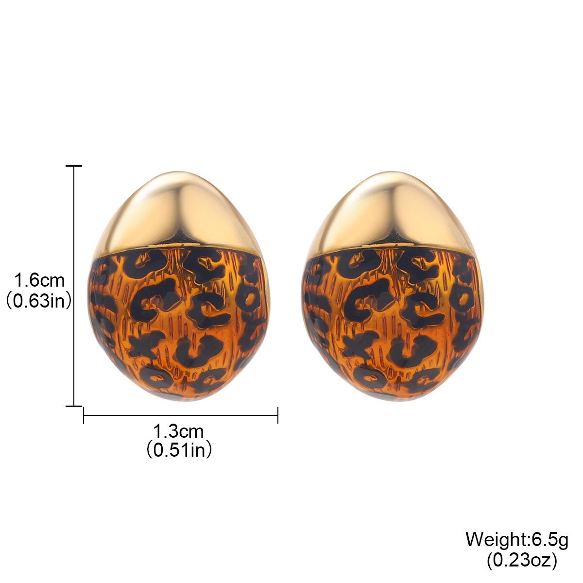 

Retro drip glaze leopard print love stud earrings women s personality versatile fashion silver needle earrings new trendy ear jewelry