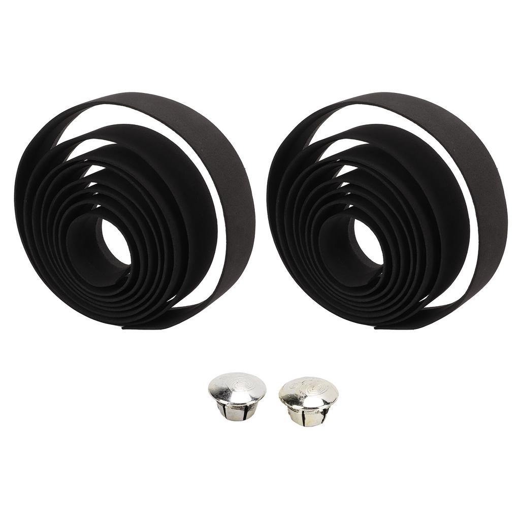 Road Bicycle Handlebar Wrap Tape with Silver Handle Plug EVA PU Antislip Shock Absorption for Mountain Bike Cycling