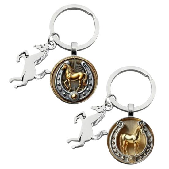 Keychain Year of Horse 2026 Zodiac Souvenir Pendant Key Chain Horse Pattern Charm Keyring Car Keys Backpacks Accessories
