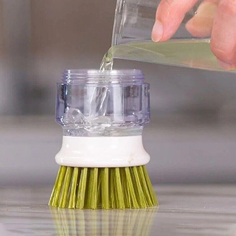 Multifunctional Pressing Cleaning Brush, Soap Dispensing Palm Brush Storage Set, Kitchen Brush with Holder, Multifunctional Pressing Cleaning Brush