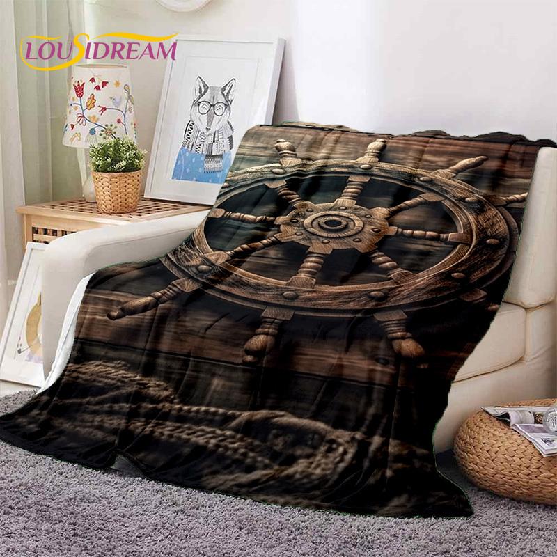 3D Ancient Nautical Chart World Map Compass Soft Flannel Blankets,Throw Blanket Comfortable Blanket for Picnic Beds Sofa Bedroom