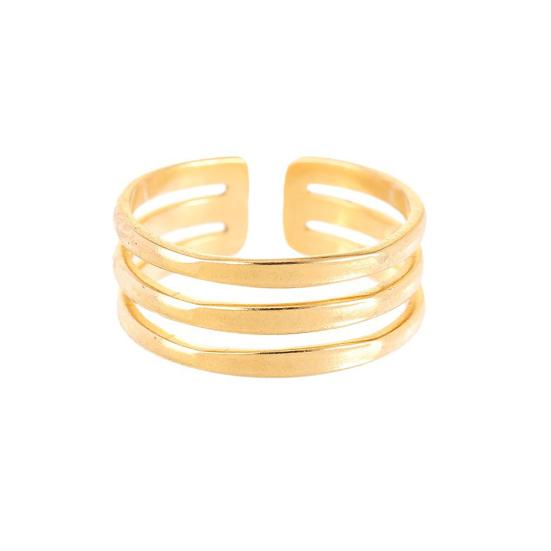 Thumb Ring Geometric Lines Shape Adjustable Opening Design Finger Ring Stainless Steel Finger Band Versatile Jewelry