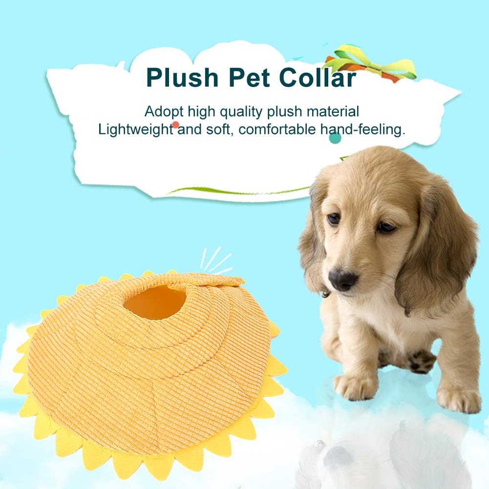 Cat Recovery Collar, Cute Sun Flower Soft Cat Cone Cones Elizabethan Collar for Dog Cat Kitten After Surgery, Wound Healing(S)
