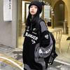 Vintage Street Letter Print Sweatshirt American Stitching Stand Collar Hoodies Men Women Long Sleeve Hip-hop Sports Top