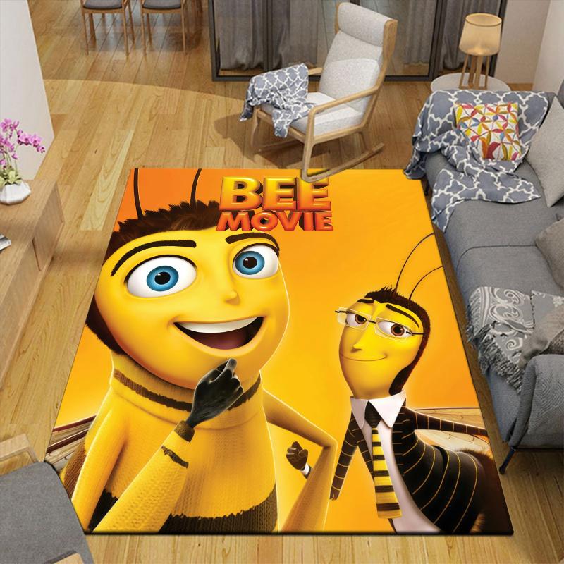 Bee Movie Home Sofa Decoration for Living Room & Bedroom, Non‑Slip Play Flannel Floor Mat for Game Room