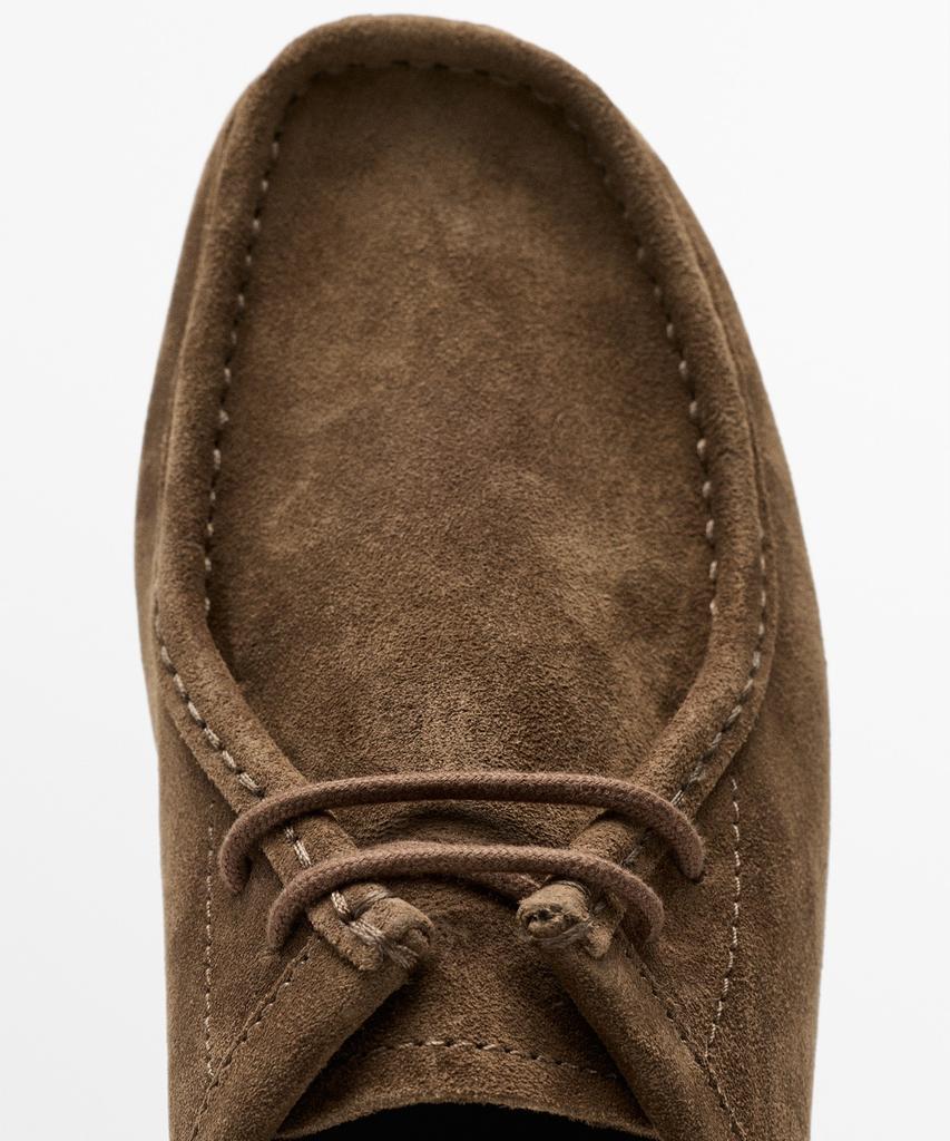 Massimo Dutti Stitch Detail Leather Split Suede Shoes