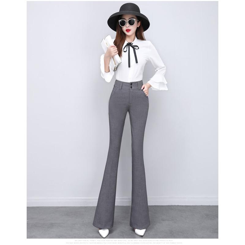 Elegant Long Office Lady 2022 Summer High Waist Women's Wide Leg Capris Suit Pants for Women Skinny Flare Pants Woman Trousers