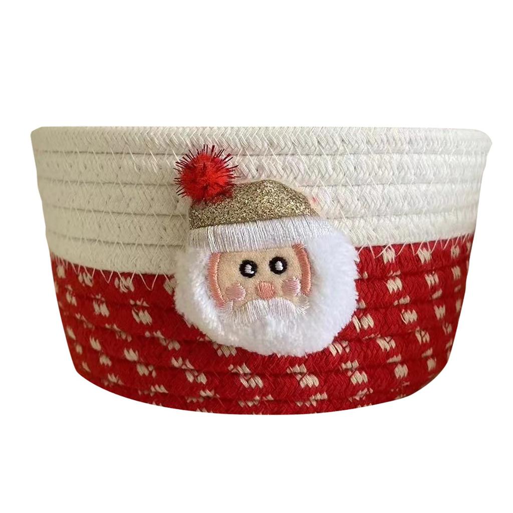 Christmas Woven Storage Basket Christmas Present Candy Storage Baskets Santa Snowman Desktop Organizer Sundries Storage Box