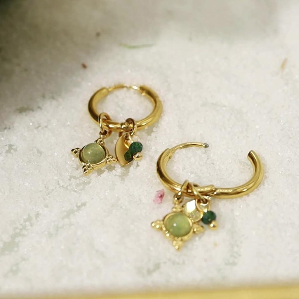 Clips d'oreilles pendantes en pierre d'aventurine naturelle, légers et portables en alliage, accessoires d'oreille, bijoux pour peau sensible