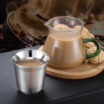 86 ml Çift Katmanlı Etkili Kahve Fincanı Paslanmaz Çelik Pratik Isıya Dayanıklı Su Bardağı Ev