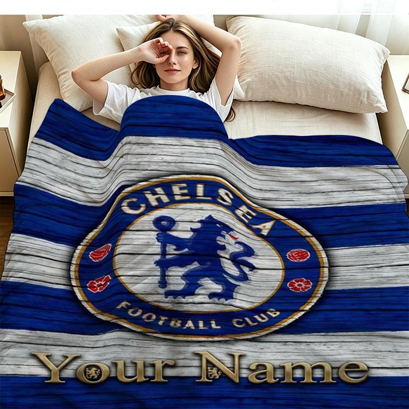 1PC Chelsea F Custom Name Patterned Flannel Blanket Suitable For All Seasons for Home Decor Warmth and Comfort Gifts Holiday Present