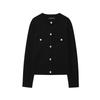 Kaslead New Women Clothes Western Style Fashion Simple and Versatile Gold Decorated Row Button Knitted Outerwear