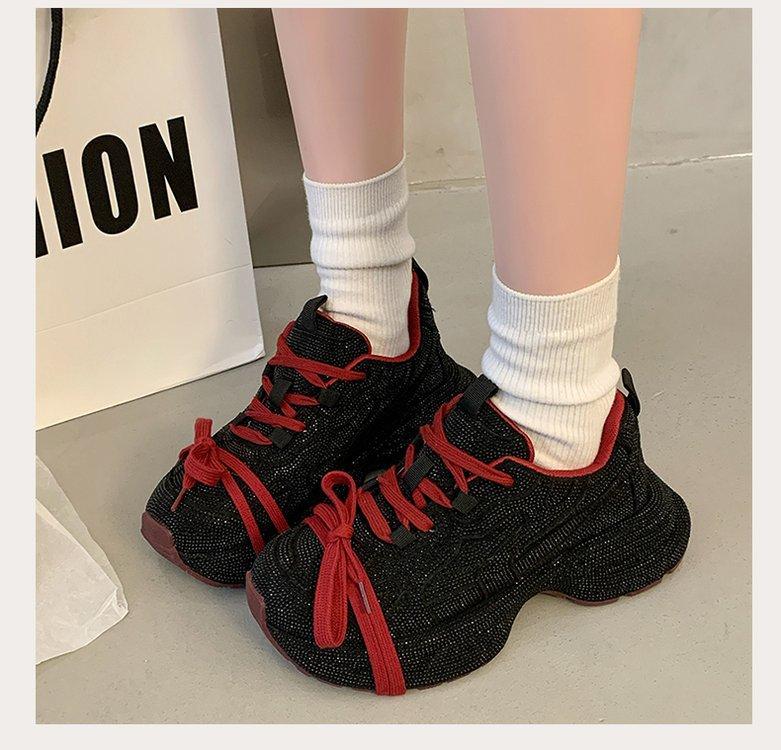 European goods full of diamond dad shoes women's spring 2025 new versatile thick-soled heightening fried street sports and leisure women's shoes