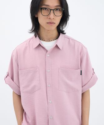GOSTREET Semi-Oversized Rolled-Up Short Sleeve Shirt Pink