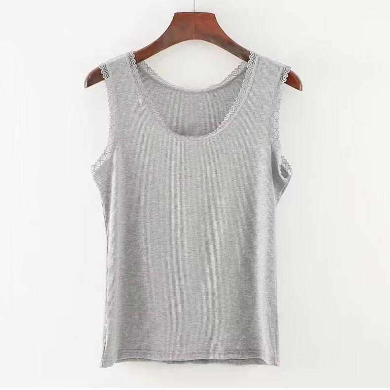 

Летний тонкий жилет-комбинезон из модала с резинкой и женским кружевным цветочным узором, облегающий крой для верхней и нижней одежды, а также в качестве базового жилета 5XL