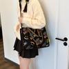 Large Capacity Smiley Face Canvas Shoulder Bag Women Tote Bag Street Trend Black